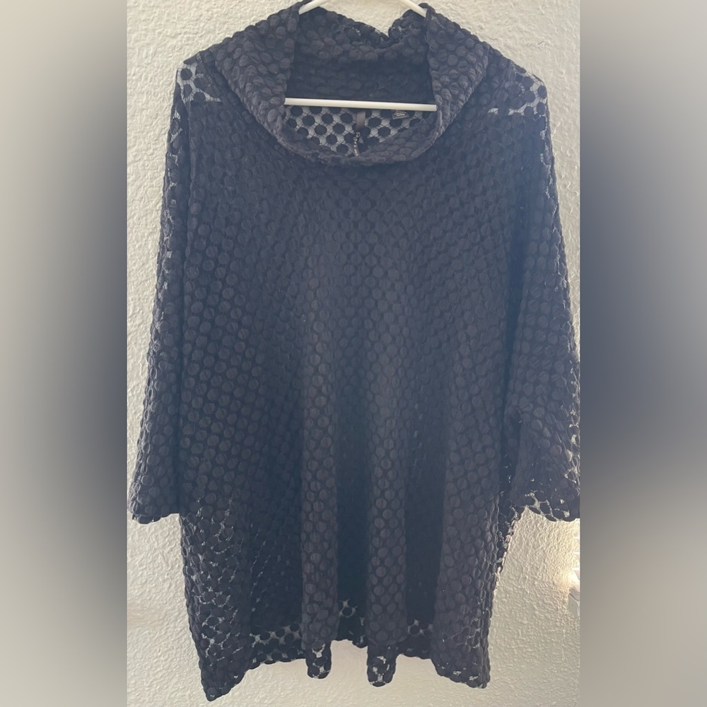 Skyes the limit top black lace sheer lined Women’s Plus size 1x